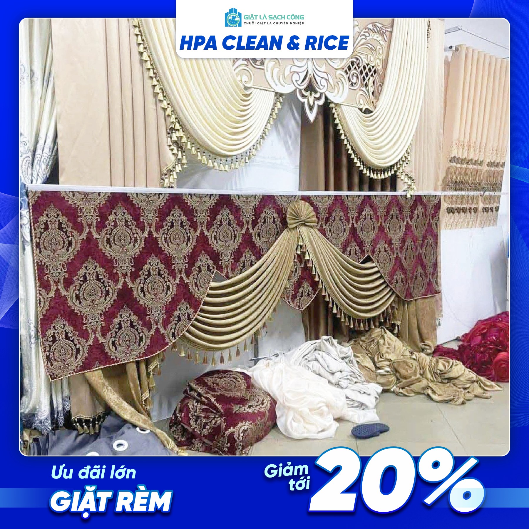 Các loại rèm cửa được giặt sấy tại HPA